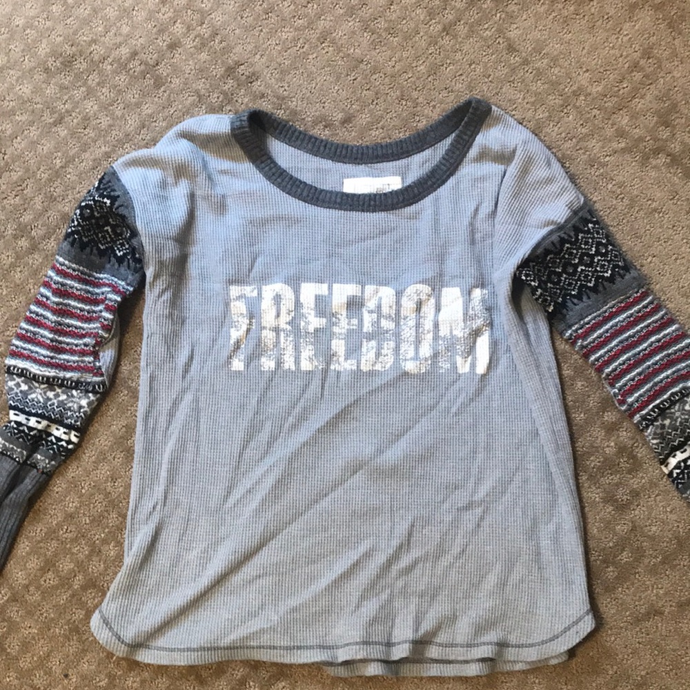 Free People Grey Thermal top size M